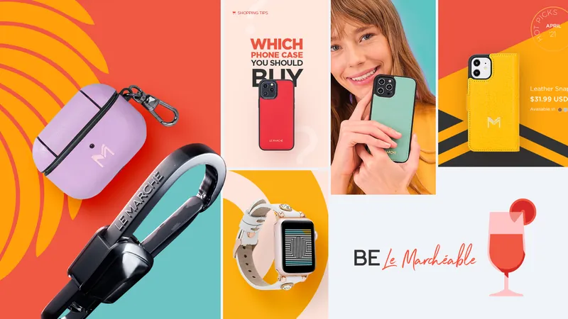 Le Marché social posts with AirPods cases, phone cases and a “Be Remarkable” headline