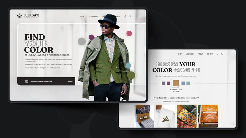 Luerown online store pages: find your colour palette