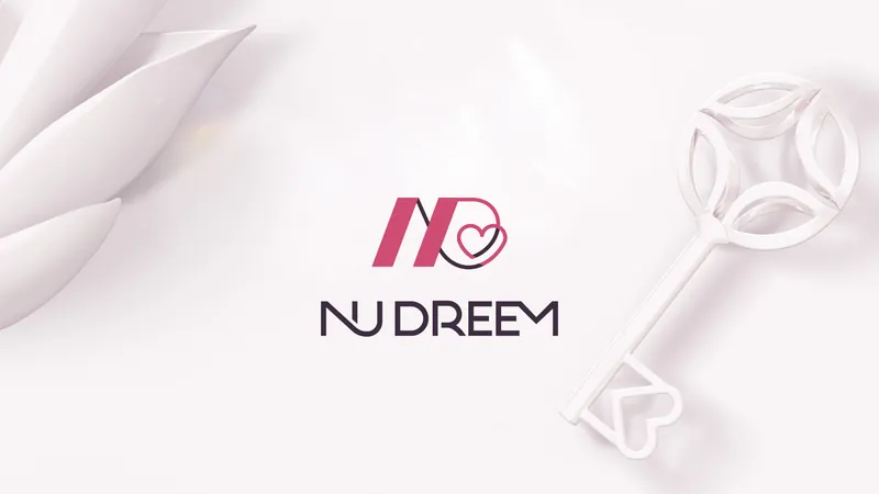 Nu Dreem logo with a heart and a white key