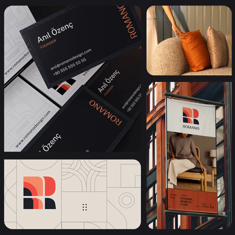 Romano business cards and product catalogue