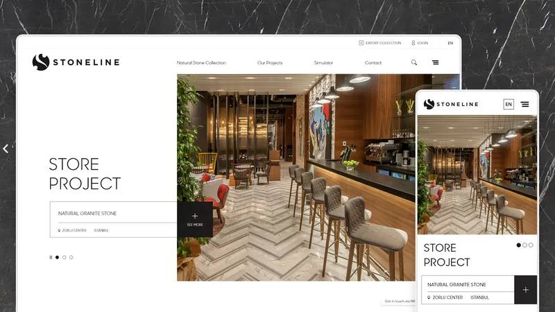 Stoneline store project page on desktop and mobile