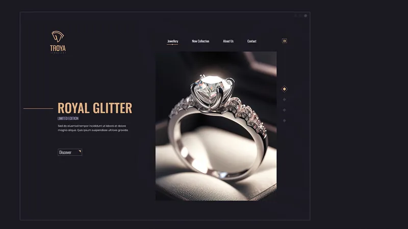 Troya Jewellery website: Royal Glitter ring collection