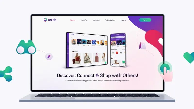 Uniqh website shown on a laptop