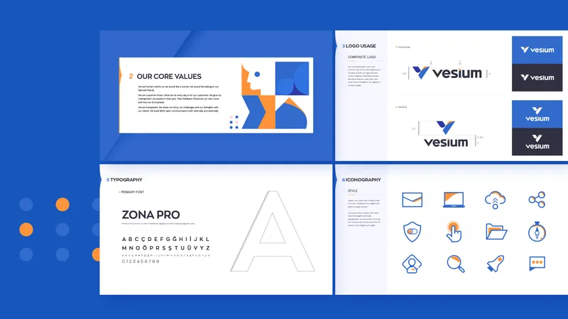 Vesium brand guidelines: core values, typography and icon set