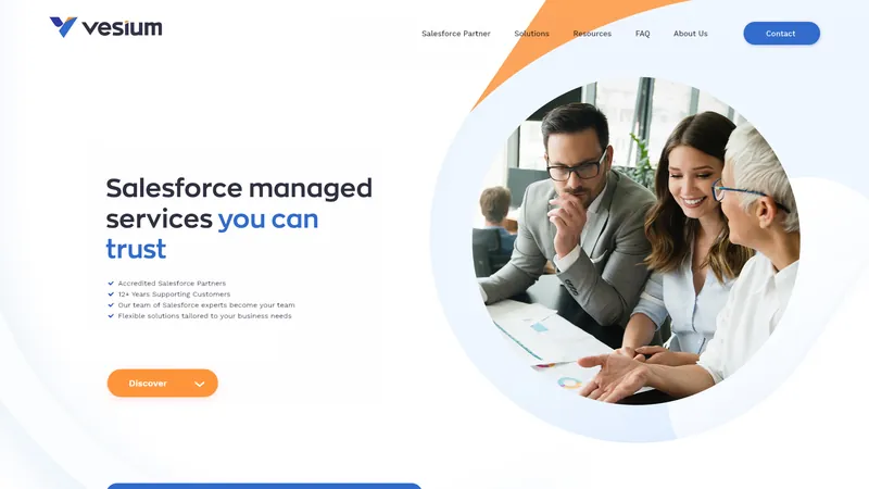 Vesium website hero: “Salesforce managed services you can trust”
