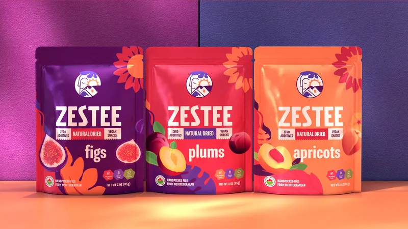 Zestee dried fruit pouches: figs, plums and apricots