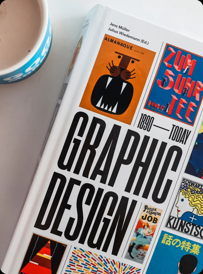 Cover of the book “Graphic Design” with colourful vintage poster lettering